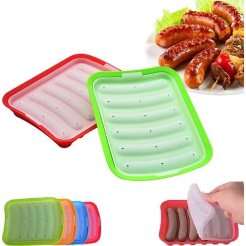 Homemade DIY Six-Piece Lid Silicone Sausage Mold Silicone Hot Dog Rapid Prototyping Ham Mold Baking Kitchen Gadget