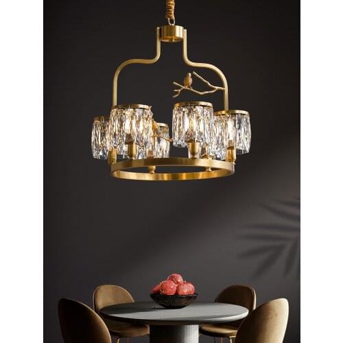 Modern Light Luxury Copper Crystal Bird Living Room Bedroom Dining Room Villa Hotel Chandelier Lights E14 AC110V 220V