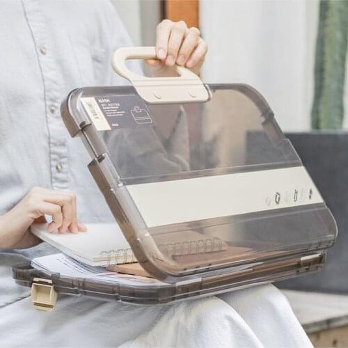 Document Bag Transparent Gridding Box Cover Storage Bags Pen Filing Products High Capacity Folder Office & School Supplies