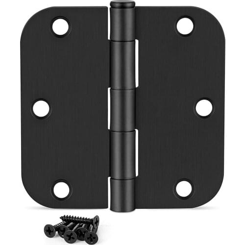 10 Pack Matte Black Door Hinges, 3.5" X 3.5" Interior Door Hinges with Radius in Black