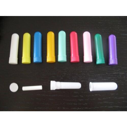 Pack of 100sets Blank Nasal Inhaler Parts For Filling Essential Oils (Four Parts Per Set, 9 colors)