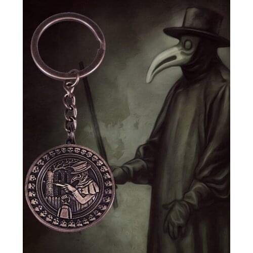 Raven Skull Plague Doctor Occult Goth Keychain Vintage Keyring Accessories 2021
