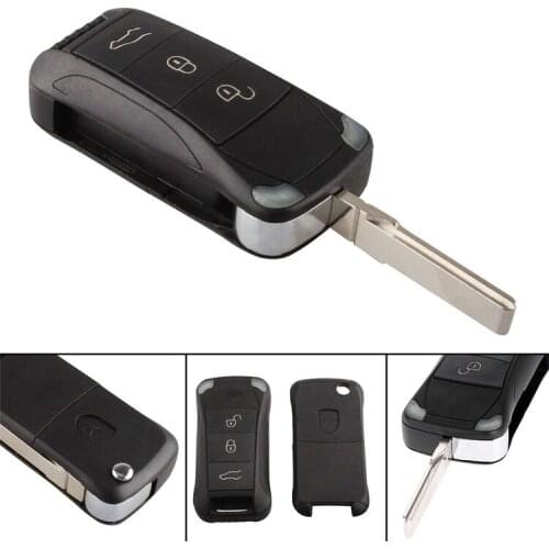 Yetaha 3 Buttons Flip Folding Remote Car Key Shell Case Fob Replacement Key Case For Porsche Cayenne Car-covers High Quality