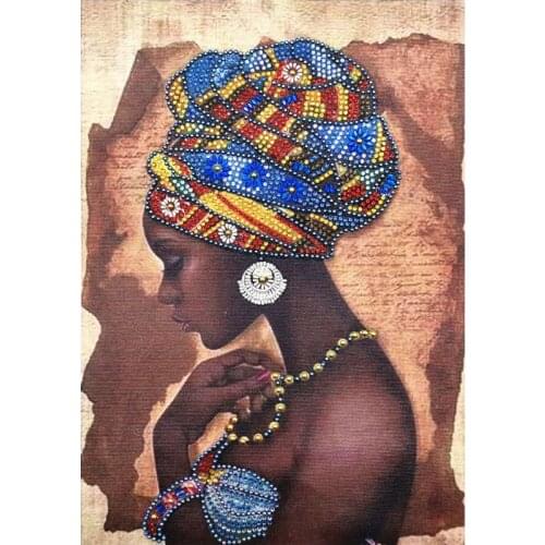 African Woman 5D Special Shaped Diamond Painting Embroidery Needlework Rhinestone Crystal Cross Craft Stitch Kit DIY