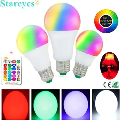 1 Piece E27 LED 16 Color Dimmable RGBW Changing RGB + White Magic Light desk Bulb AC85-265V Led Lamp 3W 5W 10W + Remote Control