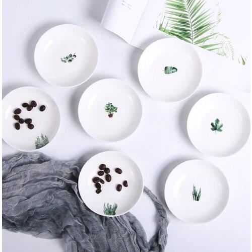 1pc Creative Household Hot Pot Ceramic Sauce Dish Round Plant Sauce Dish Tableware Soy Sauce Dish Snack Dish