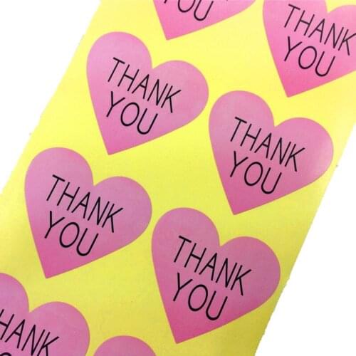 100pcs Vintage Thank You And Handmade With Love Series Romatic Heart Design For Multiple Styles Paper Stickers