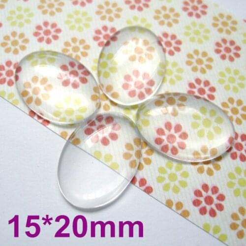 100pcs/lot, Good Quality 15X20mm Dome Oval Transparent Clear Magnifying Glass Cabochon 400Pcs/bag
