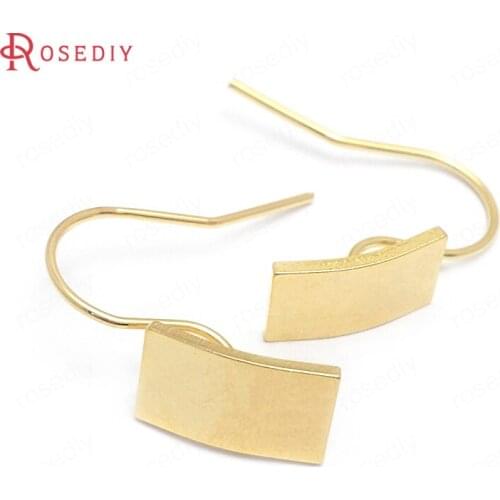 37657)10PCS Rectangle 7x12.5MM 24K Gold Color Brass Rectangle Earrings Hooks Jewelry Making Supplies Diy Findings Accessories