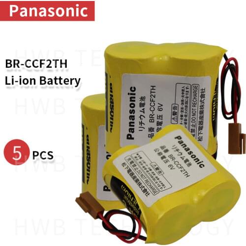 5pcs Brand New BR-CCF2TH Battery with w/2P plug 6V 5000mah PLC FANUC Lithium Batteries bateria for Panasonic free drop shipping