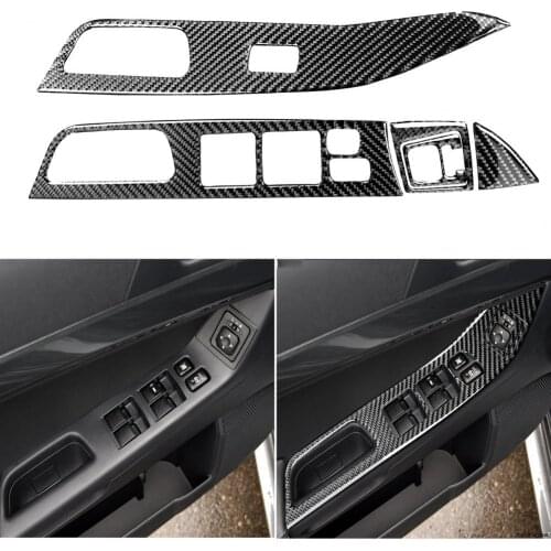 7Pcs Carbon Fiber Window Lift Panel Trim Lock Frame Covers Left/Right Drive for Mitsubishi Lancer EVO 08-15
