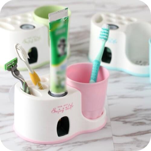 Bathroom Accessories Automatic Toothpaste Dispenser Toothpaste Squeezer Suction Cup Mounted Toothbrush Holder Storage Rack