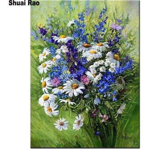 5d diy diamond painting blue daisy diamond embroidery Full square round puzzles drill flowers restaurant decor New hot 2020 gift