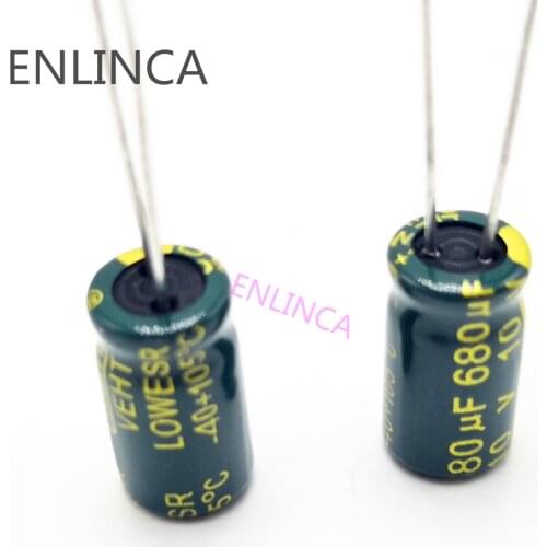 500pcs/lot 10v 680UF Low ESR / Impedance high frequency aluminum electrolytic capacitor size 6X12 680UF 20