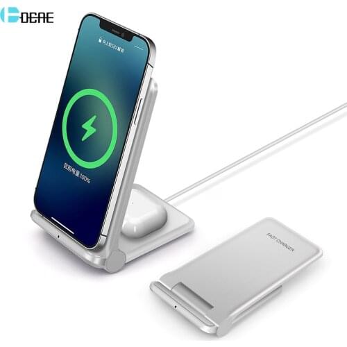 2 in 1 20W Qi Wireless Charger Dock for Samsung S21 S20 S10 Dual Fast Charging Stand Pad For IPhone 12 11 XS XR X 8 Airpods Pro