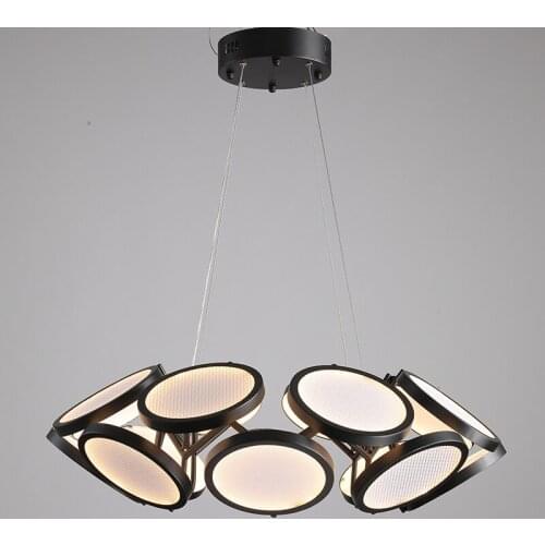 Black Modern Creative LED Chandelier Lighting Dining Living Room Simple Hanging Lamp Restaurant Bedroom Designer Round Fixtures