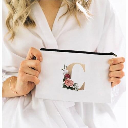 Flowers Alphabet Cosmetic Bag for Makeup Mini Pouch Bags Women Organizer Free Shipping Womens Storage Woman Travel Make Up