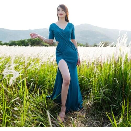 Belly dance adult elegant V-neck dress practice suit suit female professional performance shirt long skirt suit