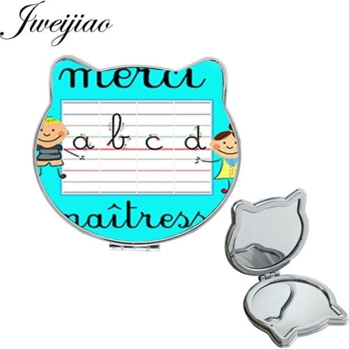 JWEIJIAO Merci Maitresse Ear Shaped Tools makeup mirrors Double Sides Mini Brand Fashion Hand Mirror for Math teacher CT290