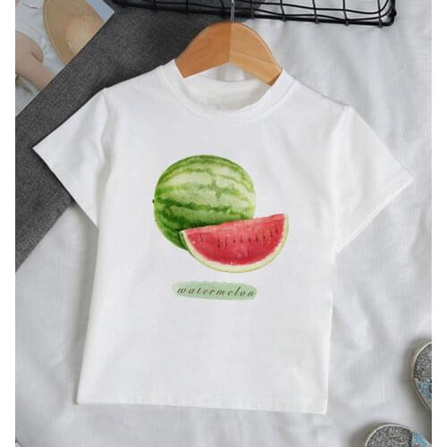 Baby Boy Summer Clothes Tshirt 24M-9T Casual Harajuku Novelty Fruit Watermelon Pear Peach Name Girls Tops Fashion Kids T Shirt