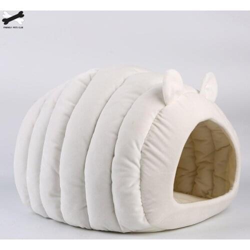 Cute House For Cat Winter Warm Puppy Pet Supplies Cat Sleeping Bag Soft Mat Gray Lovely Cartoon Sheep Ear Cat Nest