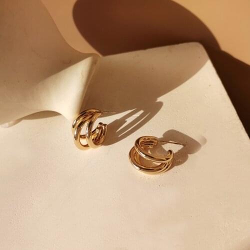 IOY IRENE Multilayer Metal Stud Earrings For Womne New Vintage Geometric C Earrings Party Jewelry