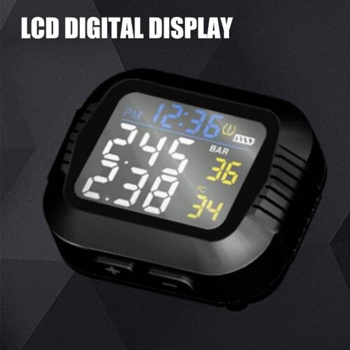 Motorcycle Tire Pressure Monitor LCD Display PMS Tire Monitor USB Charging For Electric Vehicles Bicycles Heavy Locomotives