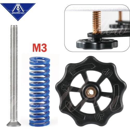 Mellow New 5/10Set/lot Hot Bed Spring Leveling Kit Adjustment Nut+Springs+M3*40 Screw Heatbed Kit For 3D Printer Ultimaker 2