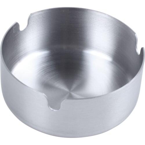 Stainless Steel Round Cigarette Ashtray 8cm Dia Silver Tone