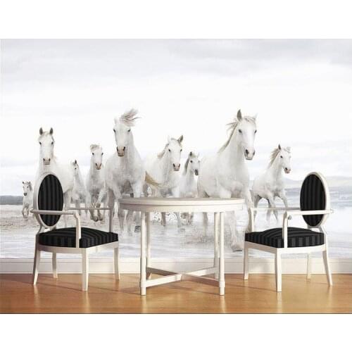 Custom photo Non-woven mural 3d wallpapers for living room herd of horses rushing background painting 3d wall murals wallpaper