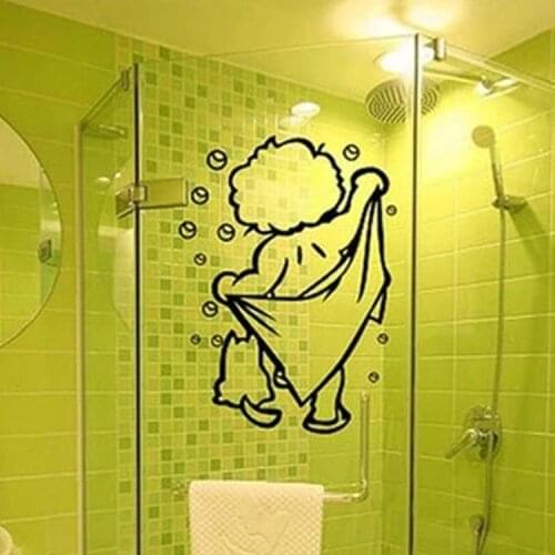 New Bathroom Funny Removable Black Art Stickers For Tiles Glasses Wall Decal Home Decor 3 Colors HG-WS-1852
