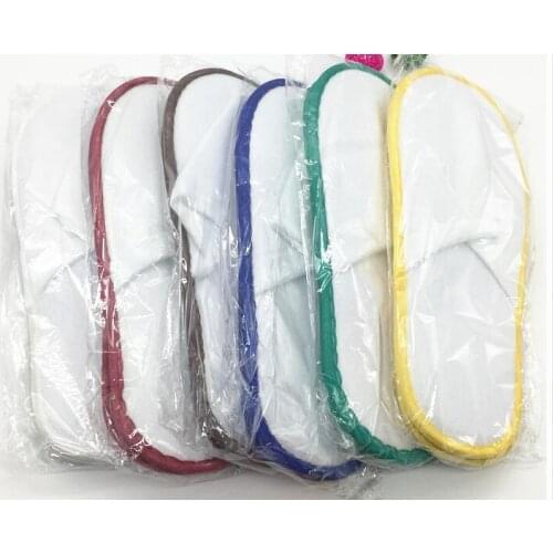 Free Shipping Good Quality 10pairs/lot Mixed Color Wrapping Brushed Disposable Slipper Hotel and Restaurant Supplies Wholesale
