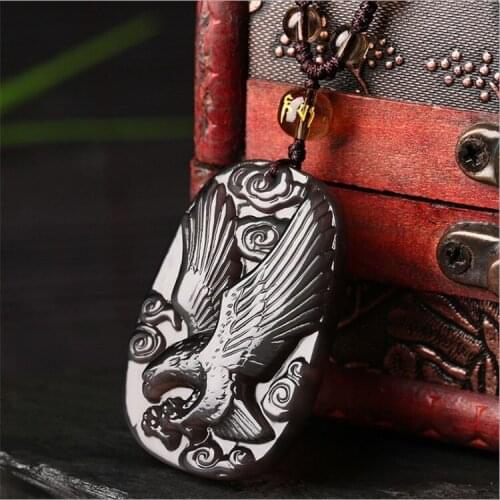 Obsidian Dapeng pendant natural open ice species obsidian peng Cheng Wanli grand exhibition eagle necklace pendants