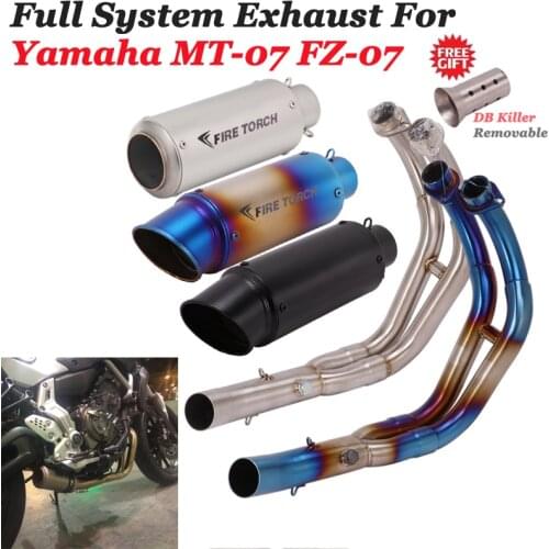 Full System Motorcycle GP Project Exhaust Escape For Yamaha MT07 MT-07 FZ-07 Modify Slip On Front Link Pipe Muffler DB Killer