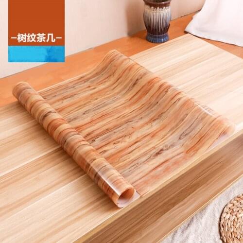 Rectangle Japanese-style Table Mat Rubber Mat PVC Soft Glass Imitation Wood Grain Living Room Coffee Table Mat Table Cloth