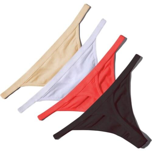Sexy womens seamless underwear cotton G string thong low waist sexy panties ladies black red white skin erotic panties