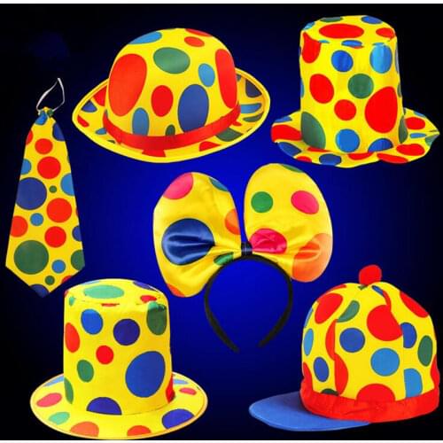 Men Women Funny Clown Hat Stage Show Costume Halloween Carnival Caps Top Hat Gift Children Birthday Party Decorations Theme