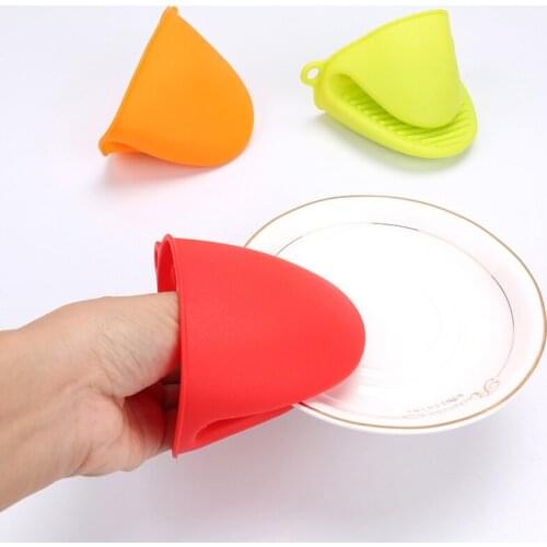 1PC Silicone Gloves 6 Colors Oven Heat Insulated Finger Gloves Cooking Microwave Non-slip Gripper Pot Holder Kitchen Baking Tool