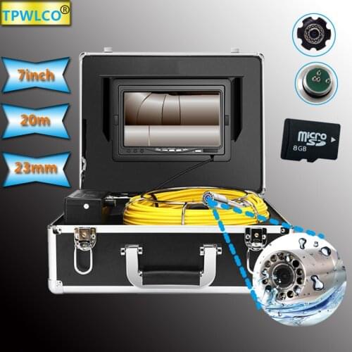 Drain Pipe Video Inspection Camera System With 7’’ TFT LCD Screen 20m IP68 Waterproof 23mm Sewer Camera With Sun-visor And DVR