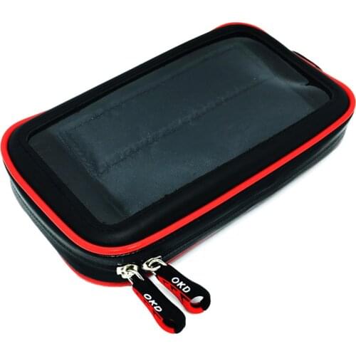 Motorcycle Front Handlebar Bag PU Motorcycle Handlebar Navigation Bag Carbon Fber Mobile Phone Saddle Bag With Headphone Hole