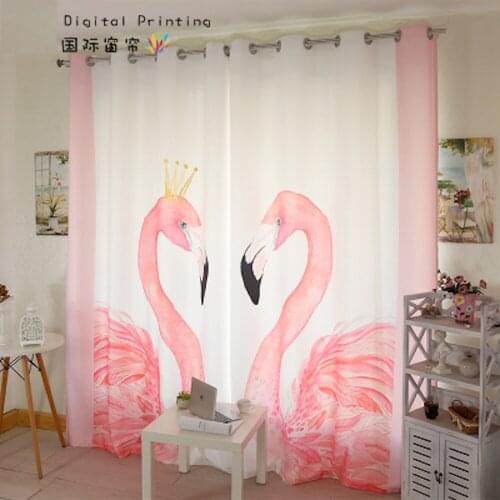 Personal Tailor 2x Window Drapery Nursery Girl Children Room Curtain Window Dressing Covering Tulle 200cm x 260cm Flamingo White