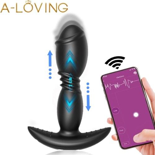 APP Remote Control Thrusting Prostate Massager Vibrator Bluetooth Anal Dildo for Women Men Erotic Big Butt Plug Sex Toys