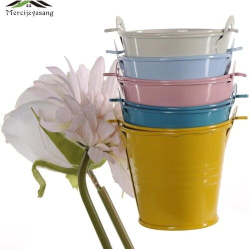 2PCS/LOT Flowers Vases Table Metal Vase Plant Dried Floral Holder Fleshy Pot Wrought Iron Bucket for Home/Wedding Decor G026