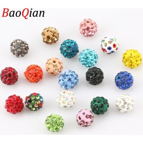 20pcs/ Batch Color 10mm Round Inlaid Crystal Rhinestone Loose beaded DIY Loose Necklace Bracelet Spacer beads