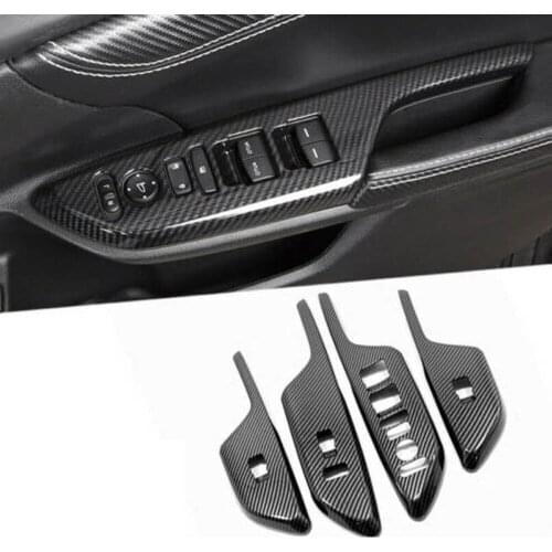 4x Carbon Fiber ABS Car Door Window Lift Lock Switch Panel Cover Trim for Honda Civic 10th 2016-2020 LHD & RHD Interior Styling