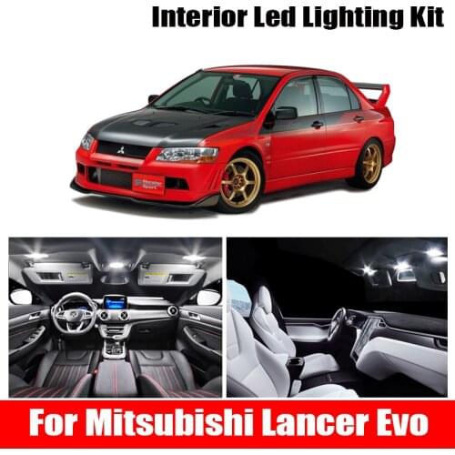 8Pcs Canbus For Mitsubishi Lancer Evo IX X 8 9 10 2003-2015 Vehicle LED Interior Map Dome Light License Plate Lamp