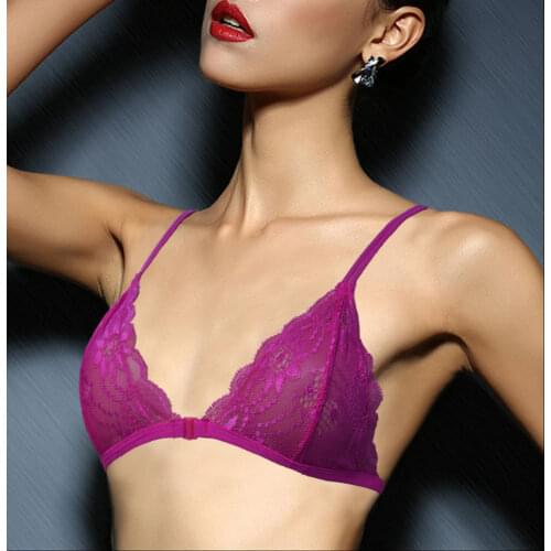 Lady Secret Sexy Purple Lace Women Triangle Bra Bralette BH Crop Top Mesh Lined Unpadded Intimates 32 34 36 38 40 42 44 ABCD BIG