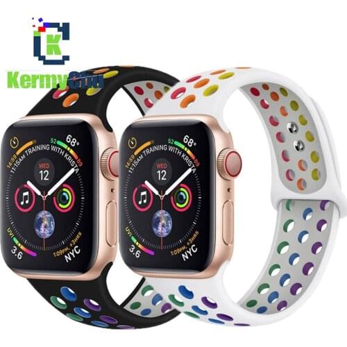 Colorful Silicone Strap for Apple Watch Band 44mm 40mm 42mm 38mm Rubber Band Bracelet for Iwatch Series 5 4 3 2 1 Watch Loop