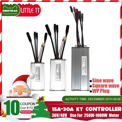 Electric Bike Controller 36V 250W 350W 48V 500W 750W 1000W 1500W Waterproof Brushless Ebike KT Controller with Light Function