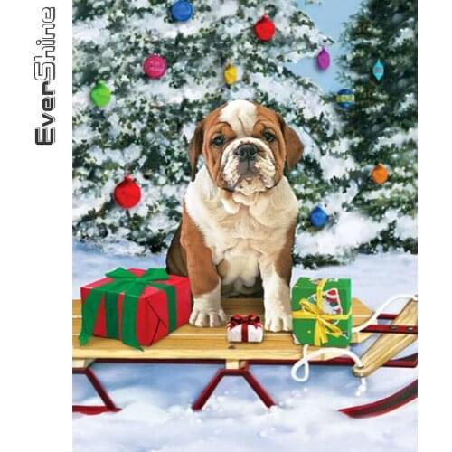 Evershine Full Square Diamond Painting Christmas Mosaic Art 5D DIY Diamond Embroidery Dog Animal Hobbies And Crafts Home Decor